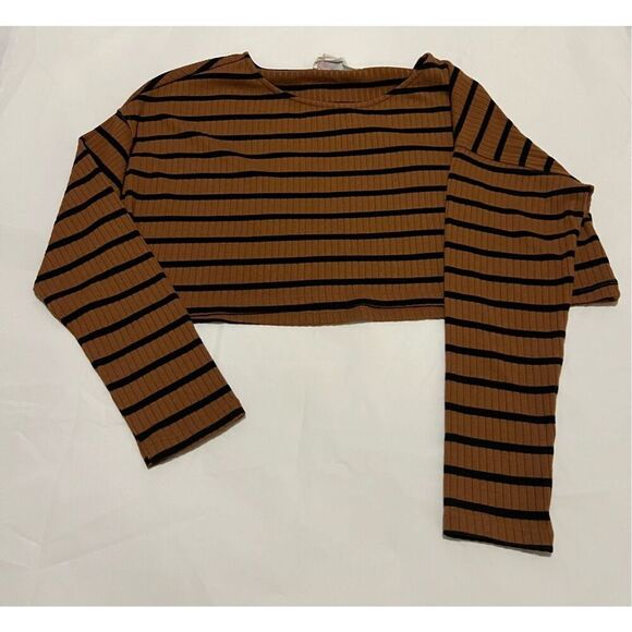 Free People striped cropped long sleeve - Picture 1 of 5